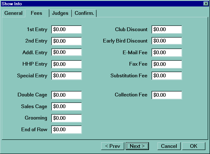 Show Info Dialog - Fees