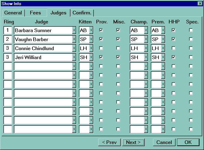 Show Info Dialog - Judges